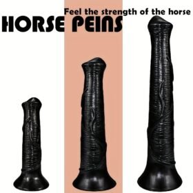 Black Horse Dildo Realistic Masturbator Animal Dildo with Suction Cup Monster Butt Plug Anal Plug Anal Sex Toys for Men Women Lesbian Gay Pleasure