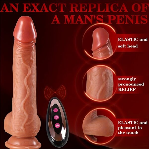 9-Inch Realistic Dildo Vibrator - 8 Thrusting & 10 Licking Modes, Heated G-Spot Stimulation, Powerful Suction Cup Base, Rechargeable Battery - Image 5
