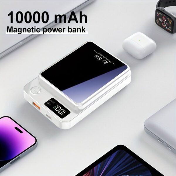 [Fast Charging Power Bank] 22.5W PD Fast Charging Power Bank 10000/5000mAh - Portable Wireless Charger, Magnetic Wireless Charging Pack, USB Type-C, LED Power Display, Rechargeable Lithium Polymer Battery For Android/iPhone Devices - Image 9
