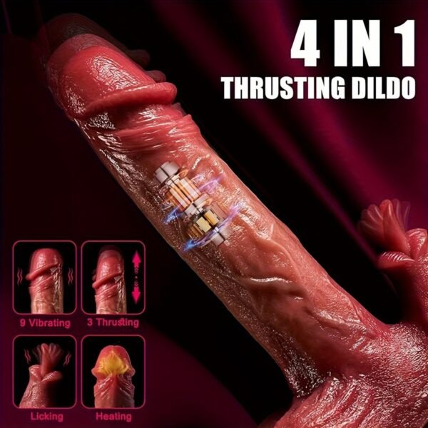 9-Inch Realistic Dildo Vibrator - 8 Thrusting & 10 Licking Modes, Heated G-Spot Stimulation, Powerful Suction Cup Base, Rechargeable Battery - Image 6