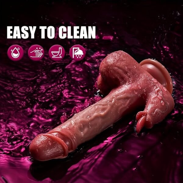 9-Inch Realistic Dildo Vibrator - 8 Thrusting & 10 Licking Modes, Heated G-Spot Stimulation, Powerful Suction Cup Base, Rechargeable Battery - Image 8