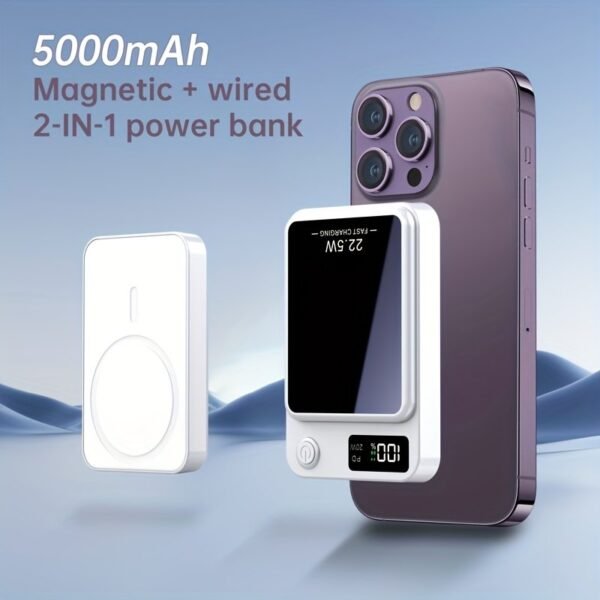 [Fast Charging Power Bank] 22.5W PD Fast Charging Power Bank 10000/5000mAh - Portable Wireless Charger, Magnetic Wireless Charging Pack, USB Type-C, LED Power Display, Rechargeable Lithium Polymer Battery For Android/iPhone Devices - Image 14