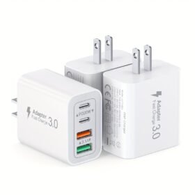3 Pack 40W Fast Charging Block, 4-Port Charger Cube Power Brick Plug Box Base Adapter for iPad/Pro/Mini, iPhone 15/14/13/12, Galaxy, Motorola, Sony, Google Pixel, Tablet