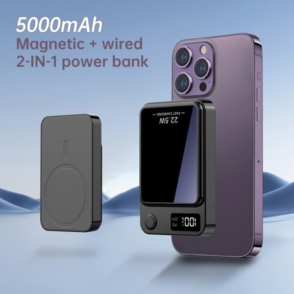 [Fast Charging Power Bank] 22.5W PD Fast Charging Power Bank 10000/5000mAh - Portable Wireless Charger, Magnetic Wireless Charging Pack, USB Type-C, LED Power Display, Rechargeable Lithium Polymer Battery For Android/iPhone Devices - Image 10