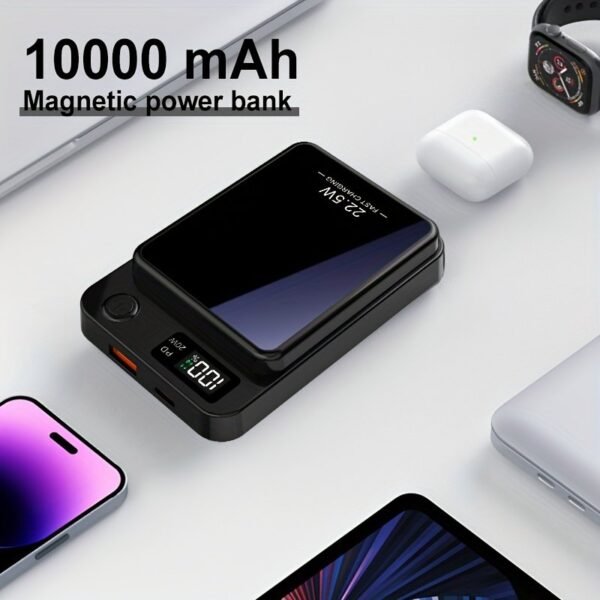 [Fast Charging Power Bank] 22.5W PD Fast Charging Power Bank 10000/5000mAh - Portable Wireless Charger, Magnetic Wireless Charging Pack, USB Type-C, LED Power Display, Rechargeable Lithium Polymer Battery For Android/iPhone Devices - Image 5