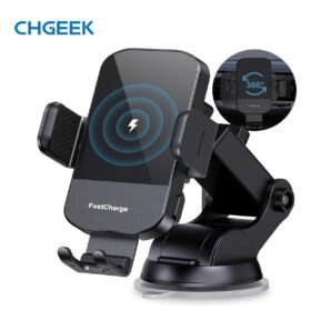 [Fast Charging | Wireless] CHGeek 15W Fast Charging Wireless Car Charger | Auto Clamping Car Charger Phone Mount Phone Holder - Black