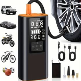 [Digital Tire Inflator] 150 PSI Portable Tire Inflator, Air Compressor Air Pump - Digital Pressure Gauge, Strong Light For Car, Motorcycle, Electric Bike, And Bicycle