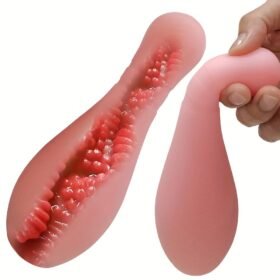3D Realistic Vagina Tunnel Pocket Pussy, Bowling Ball Shape Solo Sex Toy, Light Beige-like Texture Rubber Pussy, Liquid Silicone, No Battery Needed, Intimate Male Masturbator