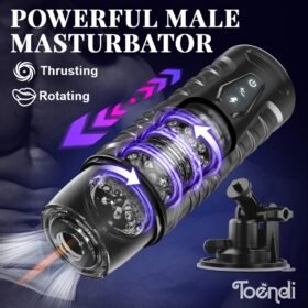 1pc ErosMax USB Rechargeable Automatic Male Masturbator with 3D Textured Head, 7 Thrusting & Rotating Modes, Hands-Free Operation, Visual Window, and Suction Base - Adult Male Sex Toy with 1500mAh Lithium Battery