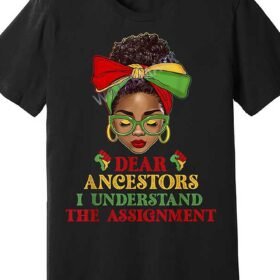 Juneteenth 1865 Inspired Black Woman Afro Messy Bun Graphic T-Shirt, 100% Cotton Crew Neck Tee, Casual Style, Medium Stretch Knit Fabric, Solid Color, Regular Fit, for Adults, All-Season Top, Short Sleeve, Funny, 378712