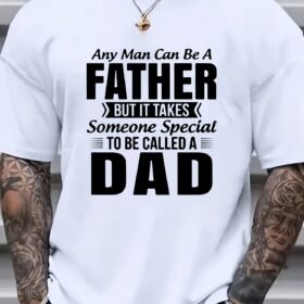 Plus Size Mens Short Sleeve Crew Neck T-Shirt - Breathable, Comfy, Slight Stretch, Patterned Print Tee with CALLED A DAD Design for All-Season Wear - Machine Washable, Modest Style, Loose Fit, Polyester Knit Fabric