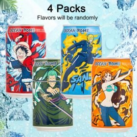 4pcs OceanBomb One Piece Sparkling Water, 11.16oz - Assorted Flavors with Unique Anime Designs, Hypoallergenic, Vibrant Mixed Packaging
