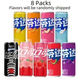 Coca Cola-Fanta Morden Cans Packing 11.16oz *8 Cans, Mixed Flavors (Peach Flavor/ Watermelon Flavor/ Orange Flavor/ Jasmine Peach Flavor/ Pineapple Flavor/ Grape Flavor)