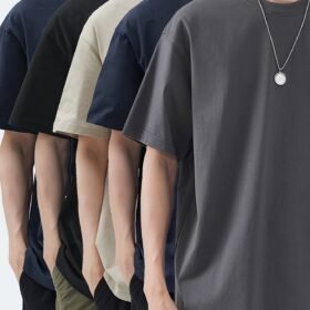 5 Packs, 100% Cotton T-shirt - Casual Round Neck Short Sleeved T-shirt, Classic Dark Color T-shirt Combination Set. Men'S And Women'S Holiday T-shirt Gifts