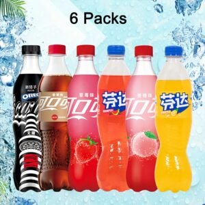 Pack of Coca Cola-Fanta/ Coke Bottles, 6 Bottles, 500ml Each, Assorted Flavors (Watermelon/ Orange/ Peach/ Jasmine Peach/ Pineapple/ Grape/ Apple/ Lemon/ Coke-Oreo (Sugar Free)/Coke-Strawberry/ Coke-Peach)