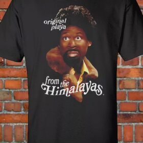Men'S Vintage-Inspired "From the Himalayas" Graphic Tee - 100% Cotton, Breathable & Moisture-Wicking, Casual Round Neck Black T-Shirt with Retro Tiger Print, Fitness-Friendly, Machine Washable