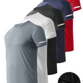 5pcs Men'S Summer Loose Crew Neck Short Sleeve T-Shirt - Moisture-absorbent, Breathable, Soft And Comfortable For Daily Sports, Fitness And Training