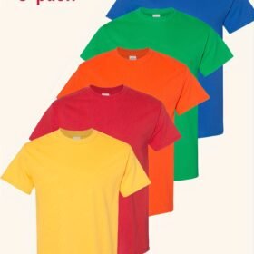 5-piece Set, Cotton T-shirt, Men's Classic Solid Color Short-Sleeved T-shirt