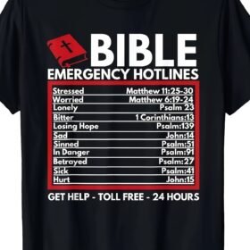 Bible Emergency Numbers - Funny Christian Bible & Jesus T-Shirt-100% Cotton -220g
