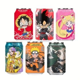 Ocean Bomb Dragon Ball, Naruto, Pretty Girl, One Piece, Attack on Titan, Saint Seiya Co-branded Sparkling Water 11.16oz*1/2/3 Bottles