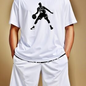 1pc Men's Printed Heavy Cotton Crew Neck Basketball Soft & Comfortable Crew Neck Athlete Casual Crew Neck Silhouette High Quality Breathable Fabric T-Shirt Soft Lightweight Crew Neck Short Sleeve Regular Fit Suitable Summer, Only Upper Garment