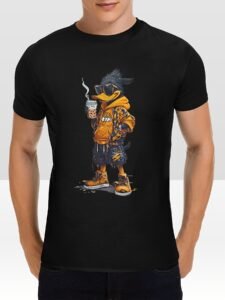 Cotton T-Shirt, Men'S Cool Duck Print T-Shirt, Casual Crew Neck Short Sleeve, Summer Knit T-Shirt, Slightly Elastic, 100% Cotton, 180G Print