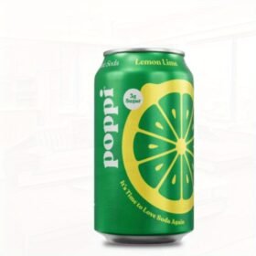 1 Pack Poppi Lemon Lime Prebiotic Soda 12oz Can - Low Sugar Gut Health Benefits, Refreshing Citrus Flavor, No Artificial Flavors, 24 Calories, Time to Love Soda Again, Beverage Choice, Clean Design, Clear Branding