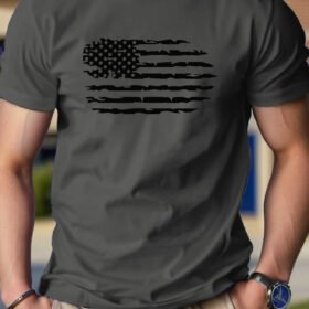 Men's Casual Cotton T-Shirt, 100% Cotton Crew Neck Tee, Loose Fit Knit Fabric, with American Flag Graphic Print, for Spring Season, Cotton T Shirts