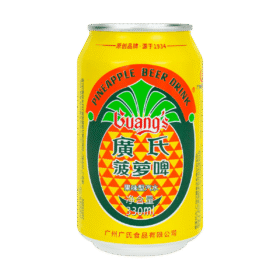 24-Pack Guang's Pineapple Beer Non-Alcoholic Fruity Soda - 11.15fl.oz Cans, Refreshing Tropical Drink with Natural Pineapple Flavor, Allergen-Free, 1-Year Shelf Life, Pineapple Gifts, Nonalcoholic Beverage, Vibrant Packaging, Quality Flavor Enhancer