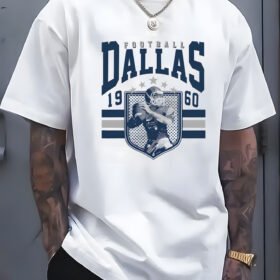 Men's Dallas Football 1960 Vintage Graphic T-Shirt - Streetwear Loose Fit Cotton Tee with Retro Sports Design, All-Season Casual Short Sleeve Shirt for Casual Attire, Sporty Apparel | Casual Streetwear | Breathable Cotton
