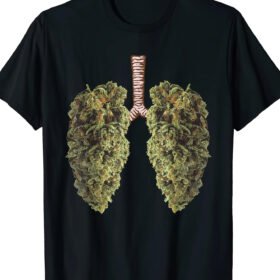 Men's Cotton Graphic Tee - Fun Weed Lung Print, Crew Neck, Short Sleeve - Casual & Stylish T-Shirt for Casual Attire