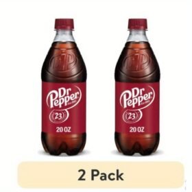 2-Pack Dr Pepper Soda Bottles - Classic Original Taste, 20fl.oz (591ml) Bottles - for Home, Office, Parties - Iconic Red & White Bottle Design - Refreshing Classic Soda, Party Drink, Vibrant Label Design, Durable Drink Container