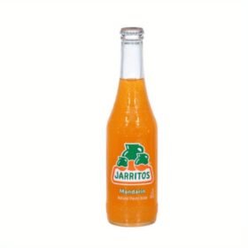 Jarritos Mandarin Soda Bottle - Vibrant Orange with Green Leaf Design, Traditional Mexican Fiesta Drink, Ideal for Cold Beverages, Festive Event Accessory|Vibrant Label Design|Glossy Finis