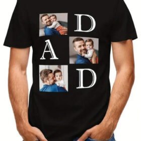 Personalized Dad T-Shirt with Photo - Custom Casual Cotton Tee for Father's Day, Black Short Sleeve Crewneck with "DAD" Print, Perfect Gift for Men, Family & Friends, Father's Day Gift | Humorous Print | Cotton Fabric, Fathers Day Gift Items