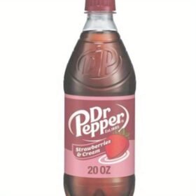 Dr Pepper Strawberries & Cream Soda Pop - 20fl.oz Bottle, Sweet Creamy Strawberry Flavor, Classic Fizzy Drink for Refreshing Taste, Beverage for Refreshment, Stylish Drinkware, Durable Packaging