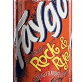 24-Pack Faygo Rock n Rye Soda - Orange & Yellow Cursive Lettering, Naturally Flavored, 12fl.oz Cans, No Artificial Flavors or Colors, Refreshing Fizzy Drink for Parties & Gatherings