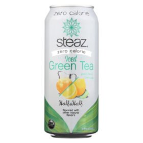 Steaz Zero-Calorie Green Tea Soda - Half & Half, 16oz Cans - Case of 12 - Perfect for Kitchen & Dining